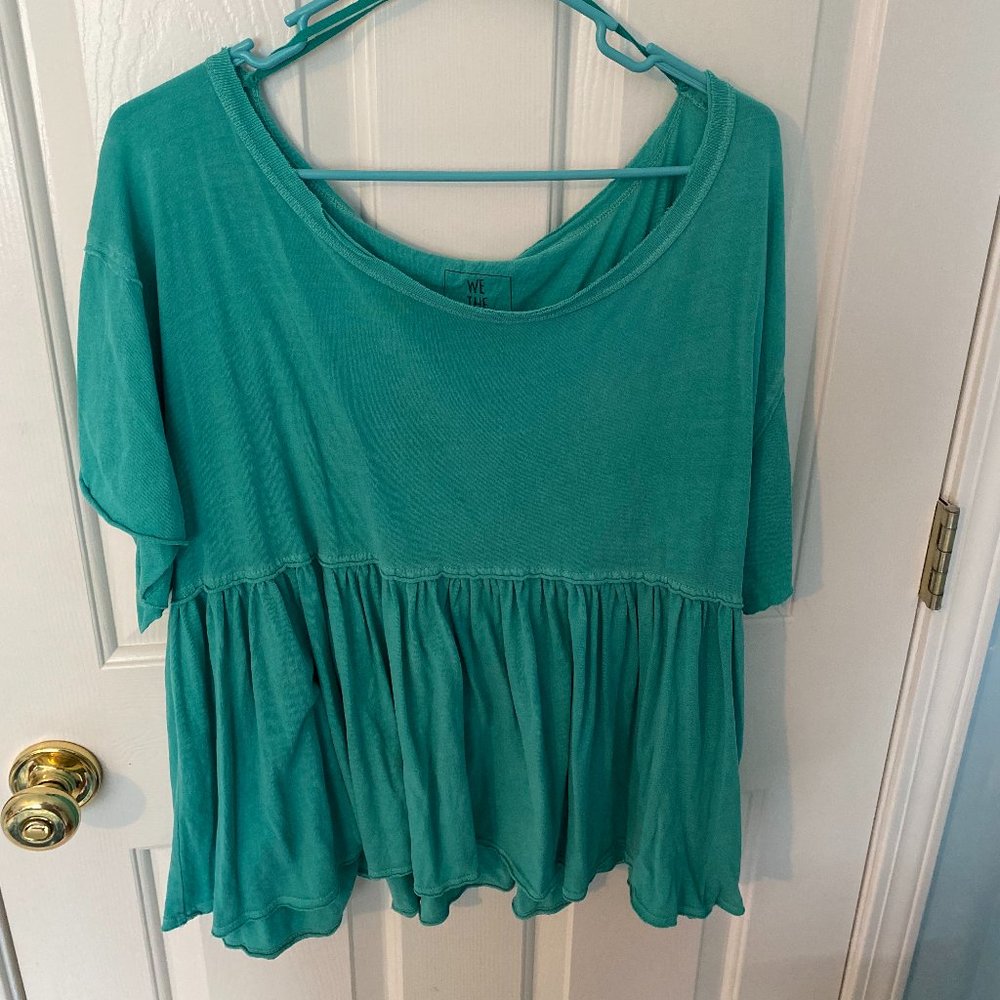 Free People Aqua Empire Waist Top
